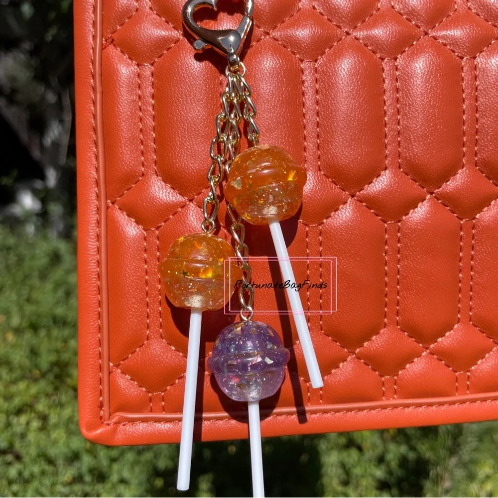 Halloween Cosmic Candy Cluster Lollipop Bag Charm Purse Charm Purple Orange_4